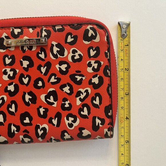 Stella & Dot Wild Hearts Tech Clutch Red Gold Zipper Wallet Abstract Zip Around - Picture 11 of 11